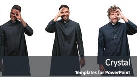  Presentation with christian - PPT theme consisting of collage of christian priest men background and a wine colored foreground