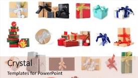  Presentation with christmas gift wrap - Theme enhanced with collage of christmas gift boxes background and a coral colored foreground