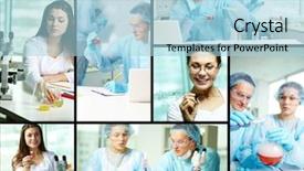  Presentation with laboratory chemical - Amazing presentation design having collage of clinicians studying new backdrop and a light blue colored foreground