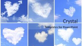  Presentation with heart clouds - Presentation theme consisting of collage of clouds in heart background and a  colored foreground