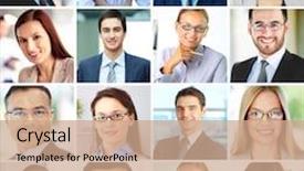  Presentation with employees - Amazing presentation having collage of confident employees looking backdrop and a coral colored foreground