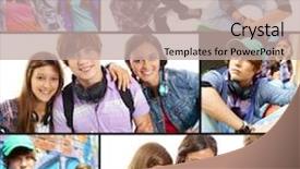  Presentation with teens - Slide deck featuring collage of cute teens at leisure background and a mint green colored foreground