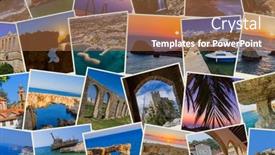  Presentation with architecture - Audience pleasing presentation theme consisting of collage-of-cyprus-images-nature backdrop and a coral colored foreground