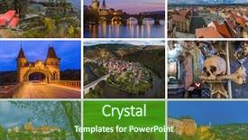  Presentation with czech republic - Audience pleasing theme consisting of collage of czech republic images backdrop and a forest green colored foreground