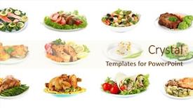  Presentation with collage - Presentation design enhanced with collage of delicious dishes isolated background and a cream colored foreground