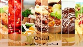  Presentation with food - PPT layouts enhanced with collage of delicious food close background and a gold colored foreground