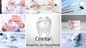  Presentation with dental - Presentation featuring collage of dental healthcare background and a light gray colored foreground