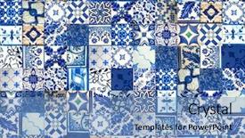  Presentation with tiles - Colorful slide deck enhanced with collage of different blue patterns backdrop and a teal colored foreground