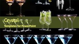  Presentation with different - Audience pleasing presentation design consisting of collage of different cocktails on black background backdrop and a tawny brown colored foreground
