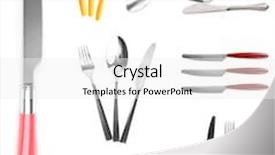  Presentation with cutlery - Amazing presentation design having collage of different cutlery design isolated on white backdrop and a white colored foreground