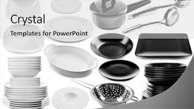  Presentation with white differene - Theme with collage of different dishes isolated background and a light gray colored foreground