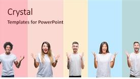  Presentation with skin care ethnic people - PPT theme consisting of collage of different ethnics young background and a lemonade colored foreground