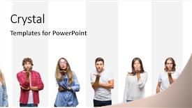  Presentation with skin care ethnic people - Slide set featuring collage of different ethnics young background and a  colored foreground