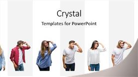  Presentation with young happy people smiling - Colorful slide deck enhanced with collage of different ethnics young backdrop and a white colored foreground