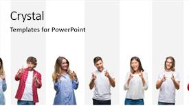  Presentation with people collage - Slide deck enhanced with collage of different ethnics young background and a  colored foreground