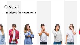  Presentation with people collage - PPT theme consisting of collage of different ethnics young background and a  colored foreground