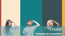  Presentation with young happy people smiling - PPT theme enhanced with collage of different ethnics young background and a  colored foreground