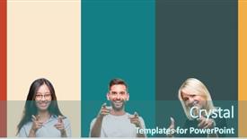  Presentation with people collage - Cool new presentation with collage of different ethnics young backdrop and a  colored foreground