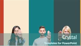  Presentation with people collage - Audience pleasing PPT theme consisting of collage of different ethnics young backdrop and a  colored foreground