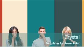  Presentation with skin care ethnic people - Presentation theme having collage of different ethnics young background and a  colored foreground