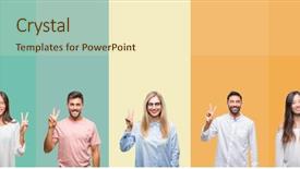  Presentation with young happy people smiling - Cool new presentation theme with collage of different ethnics young backdrop and a cream colored foreground