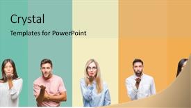  Presentation with skin care ethnic people - PPT theme consisting of collage of different ethnics young background and a  colored foreground