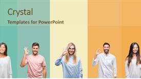  Presentation with people collage - Beautiful presentation theme featuring collage of different ethnics young backdrop and a cream colored foreground