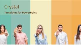  Presentation with people collage - Amazing PPT theme having collage of different ethnics young backdrop and a  colored foreground