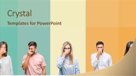  Presentation with skin care ethnic people - PPT theme consisting of collage of different ethnics young background and a  colored foreground