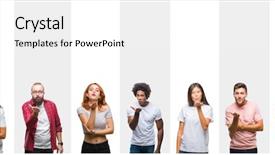  Presentation with people collage - Audience pleasing slide set consisting of collage of different ethnics young backdrop and a  colored foreground