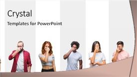  Presentation with skin care ethnic people - Presentation theme consisting of collage of different ethnics young background and a  colored foreground