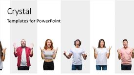  Presentation with aggressive people - Presentation theme consisting of collage of different ethnics young background and a white colored foreground