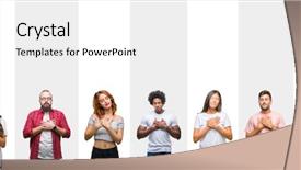  Presentation with people collage - Colorful presentation theme enhanced with collage of different ethnics young backdrop and a white colored foreground