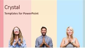  Presentation with people collage - Slides having collage of different ethnics young background and a lemonade colored foreground