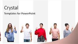  Presentation with young happy people smiling - Beautiful theme featuring collage of different ethnics young backdrop and a white colored foreground