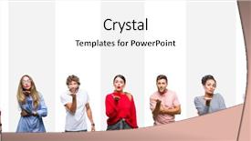  Presentation with skin care ethnic people - Presentation theme having collage of different ethnics young background and a white colored foreground