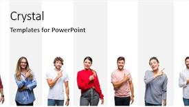  Presentation with people collage - Theme with collage of different ethnics young background and a white colored foreground