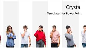  Presentation with skin care ethnic people - Slide deck consisting of collage of different ethnics young background and a  colored foreground