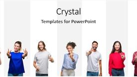  Presentation with skin care ethnic people - PPT theme consisting of collage of different ethnics young background and a white colored foreground