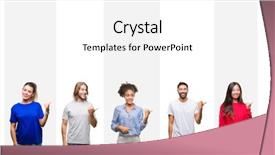  Presentation with skin care ethnic people - PPT theme featuring collage of different ethnics young background and a  colored foreground