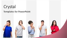  Presentation with people collage - PPT layouts consisting of collage of different ethnics young background and a  colored foreground