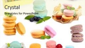  Presentation with gentle - Slide set enhanced with collage of different gentle macaroons isolated on white background and a blonde colored foreground