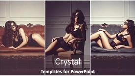  Presentation with glamour - Slide deck with collage of different images of a sexy beautiful woman in venetian mask fashion vogue and glamour concept background and a tawny brown colored foreground