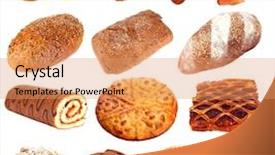  Presentation with pastries - Amazing PPT theme having collage of different pastries and bakery items isolated on white backdrop and a coral colored foreground