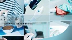  Presentation with disinfect - Theme with collage-of-different-pictures background and a light blue colored foreground