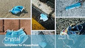  Presentation with asphalt pavement - Audience pleasing PPT theme consisting of collage-of-different-used-face backdrop and a teal colored foreground