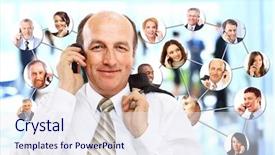  Presentation with diverse business people - Theme consisting of collage of diverse business people talking on the phone background and a sky blue colored foreground