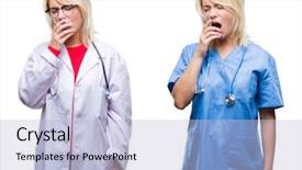  Presentation with teamwork nurse doctor - Presentation enhanced with collage of doctor and nurse background and a  colored foreground