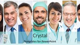  Presentation with faces - Theme having collage of doctor faces background and a arctic colored foreground