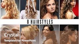  Presentation with women of the bible - Amazing PPT theme having collage of eight women hairstyles backdrop and a tawny brown colored foreground